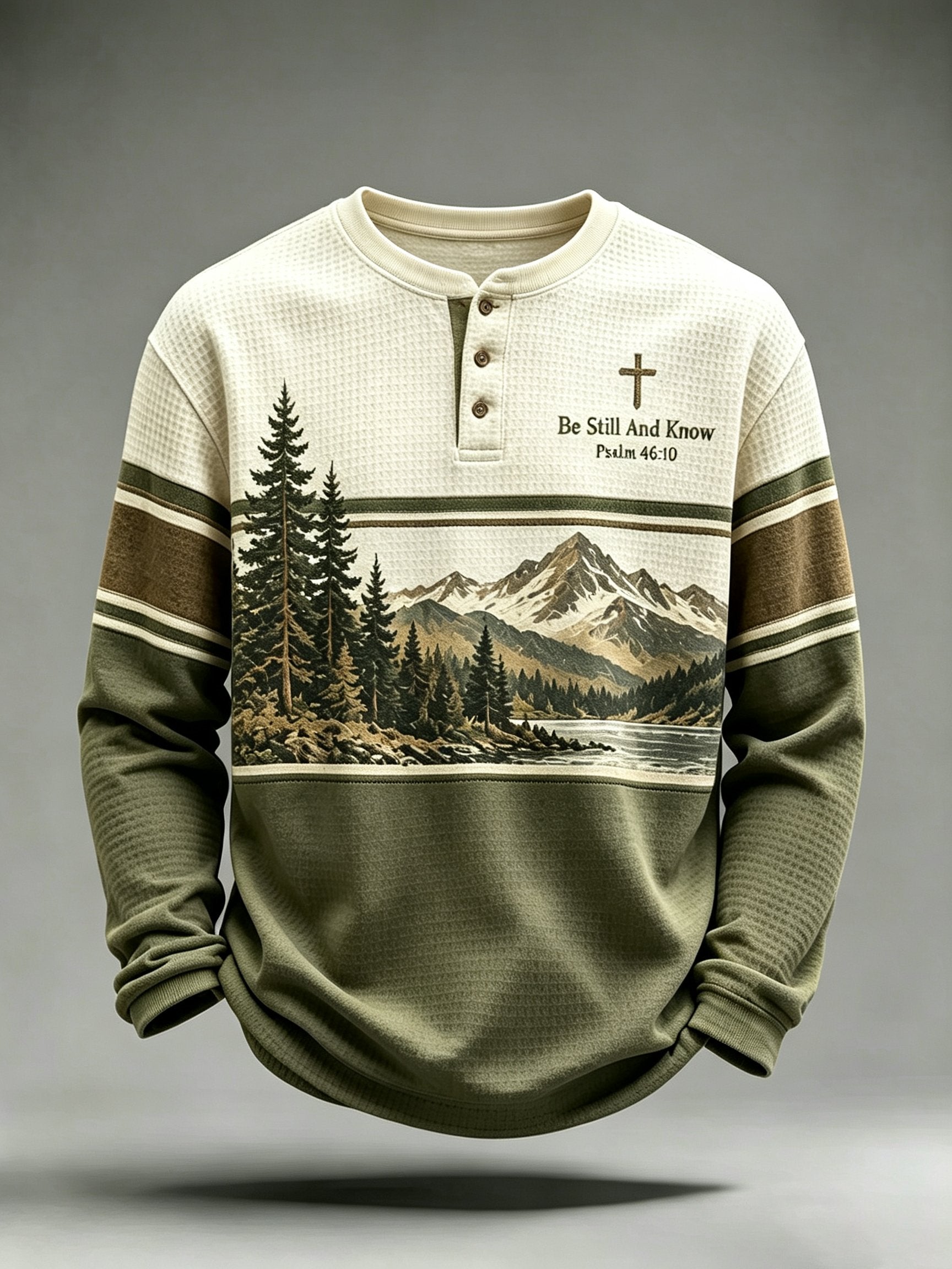 Men's Be Still And Know Psalm 46:10 Printed Waffle-Knit Top